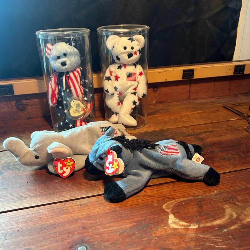 Ty Beanie Baby Collectible Plush Lefty,Righty,Glory,Spangle